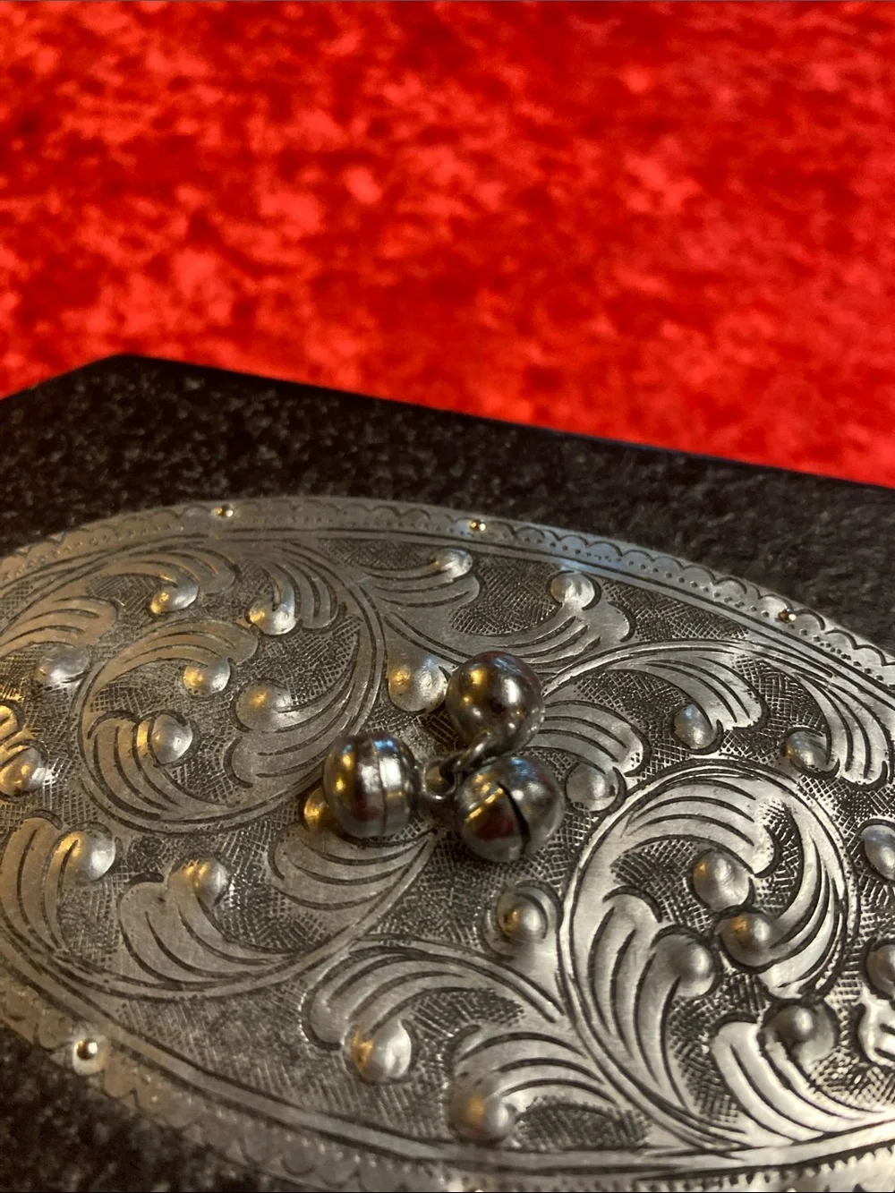 Vintage Black and Silver Mango wood Jewelry, trinket or storage box.